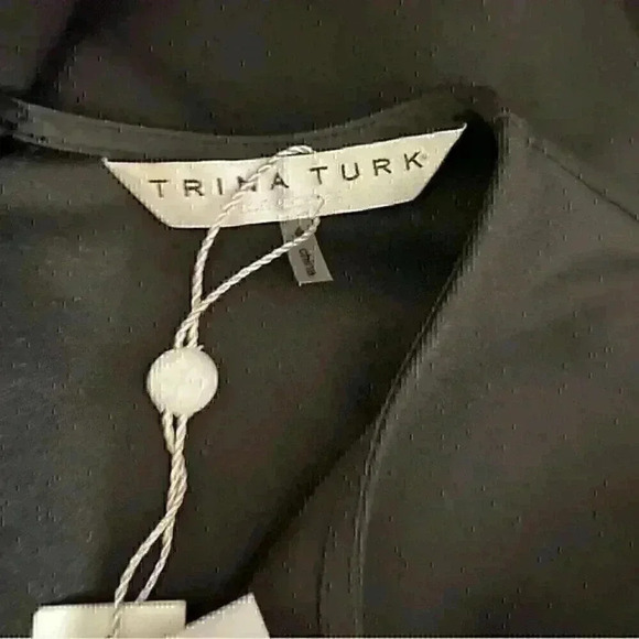 Trina Turk Nalin Studded Sleeve Shift Dress 4 Black Formal Event Minimalist NWT - Picture 8 of 10